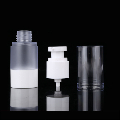 Frosted Round Refillable Airless Cosmetic Bottle White Matte 15ml 30ml 50ml For Lotion