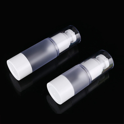 Frosted Round Refillable Airless Cosmetic Bottle White Matte 15ml 30ml 50ml For Lotion