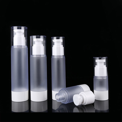 Frosted Round Refillable Airless Cosmetic Bottle White Matte 15ml 30ml 50ml For Lotion