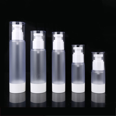 Frosted Round Refillable Airless Cosmetic Bottle White Matte 15ml 30ml 50ml For Lotion