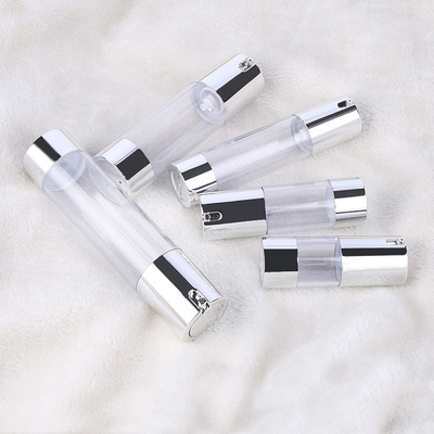 Silver Plastic PP Round Aluminum Cap Cream Airless Bottles 15ml 30ml 50ml 80ml 100ml