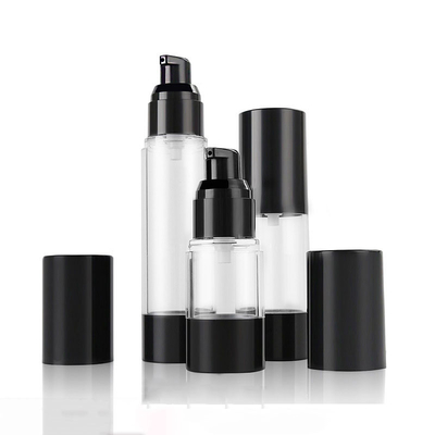 Logo Customized 50ml Black Airless Plastic Bottles For Lotion Silm And Sleek