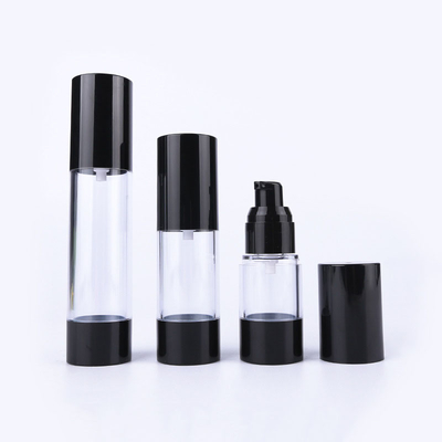 Logo Customized 50ml Black Airless Plastic Bottles For Lotion Silm And Sleek