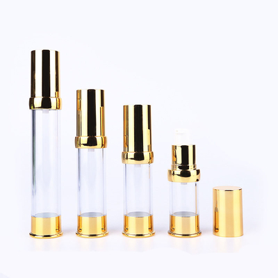 10ml - 30ml Cosmetic Plastic Airless Bottle Gold Refillable Twist Lotion Pump Packaging