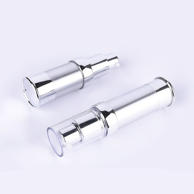 Plastic Airless White Polish Customized Lotion Bottle10ml - 30ml Silver Body