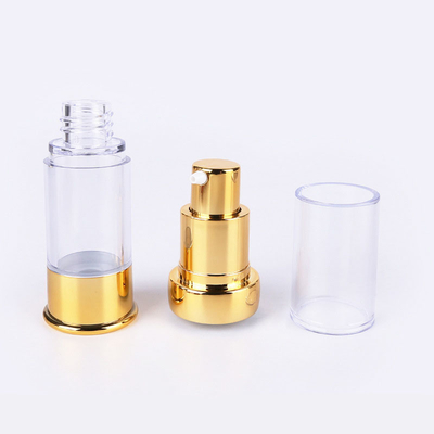 Gold Clear Pump Bottle Lightweight Luxury Cosmetic Packaging For Lotion 10ml - 30ml