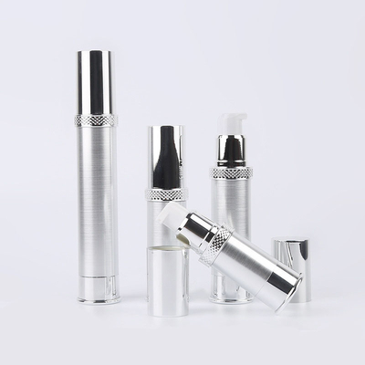 Airless Plastic Silver Aluminum Slimline Lotion Pump Dispenser 10ml - 30ml Unique Collar