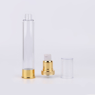 Plastic Clear White Silver Overcap Airless Cosmetic Bottles Packaging For Lotion 10ml - 30ml