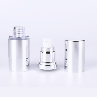 Silver Airless Cosmetic Bottles 10ml - 30ml Aluminum Multiple Capacity Lotion Bottle Pump