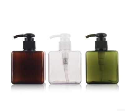 300ml Square PET Plastic Clear Bottle With Foam Pump Cosmetic Packaging