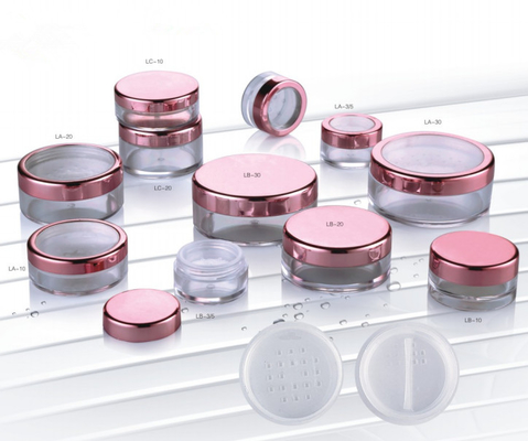 Empty Cosmetic Compact Containers Round Plastic Transparent Loose Powder Case 20g