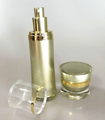 100ml Gold Luxury Cosmetics Packaging PMMA Bottle Sets Empty For Skincare