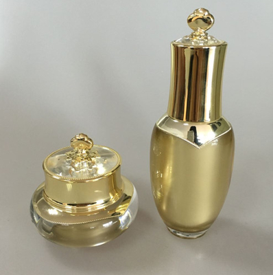 100ml Gold Luxury Cosmetics Packaging PMMA Bottle Sets Empty For Skincare