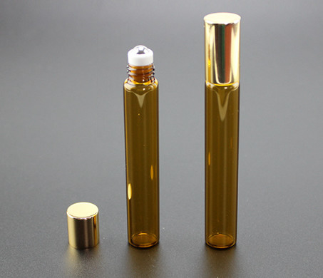 Customized Packaging Gold Plastic Massage Oil Roll On Bottle With Screw Up Caps