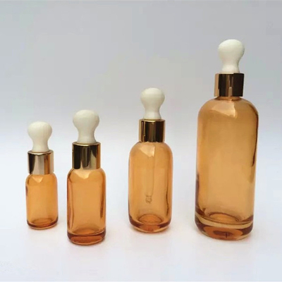 Essential Oil Amber Cosmetic Packaging With Glass Dropper 15ml