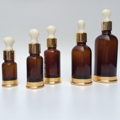 50ml Eye Cream Glass Amber Bottle With Aluminum Collar / Base