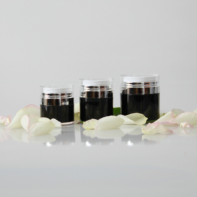 Silver Black PP Durable Skincare Jar / Caps 15ml 30ml 50ml