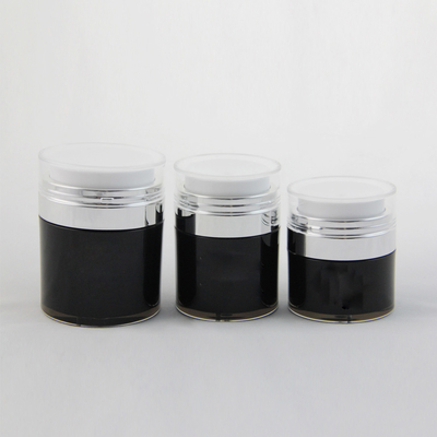 Silver Black PP Durable Skincare Jar / Caps 15ml 30ml 50ml