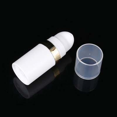 15ml White Airless Pump Bottle With Gold Line Cap For Lotion Cream Packaging