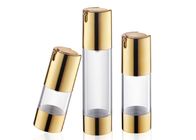 Matte Silver Acrylic Cosmetic Airless Bottle , 1oz 3oz Gold Lotion Pump Spray Bottle