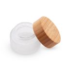 Bamboo Lid Cosmetic Glass Bottles Frosted Glass Bottle Cream Jars SGS
