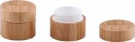 Environmental Cosmetic Cream Containers Frosted Glass With Bamboo Wooden Lid