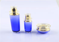 15g 30g Blue Plastic Cosmetic Jars , Clear Outer Cap Airless Cosmetic Containers