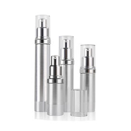 Silver Plating Plastic Airless Cosmetic Bottles 15ml 30ml Carton Packing