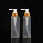 Frosted Clear Screw Plastic Lotion Bottles With Bamboo Pump Shell