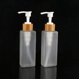 Frosted Clear Screw Plastic Lotion Bottles With Bamboo Pump Shell