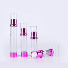 Pink Transparent Plastic Plating Lotion Airless Vacuum Pump Bottle