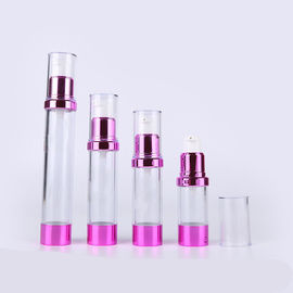 Pink Transparent Plastic Plating Lotion Airless Vacuum Pump Bottle