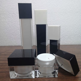 Popular 20g 30g 50g white plastic acrylic black cap square double walled cosmetic manufacturer skin care cream jar