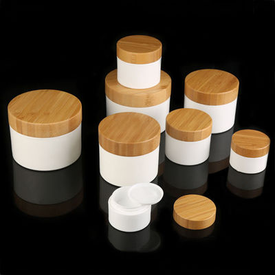 luxury ABS acrylic plastic pp bamboo cream jar wooden face eco friendly colorful