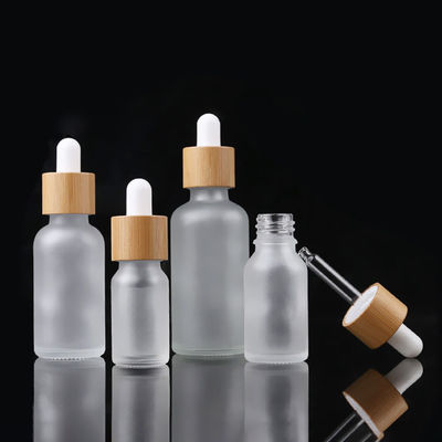 Cosmetic Packaging​ 50ml Frosted Glass Bamboo Dropper Bottle