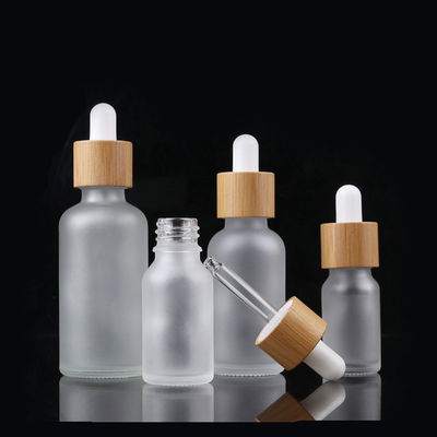 Cosmetic Packaging​ 50ml Frosted Glass Bamboo Dropper Bottle