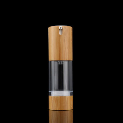 Refillable Transparent 15ml Airless Capless AS Bamboo Pump Bottle