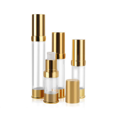 Factory sale 10ML 15ML 20ML 30ML plastic PP China manufacturer personal care round airless pump lotion bottle gold