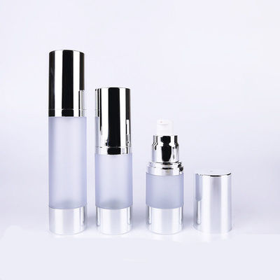 Multiple capacity 15ml 30ml 50ml plastic silver frosted body China manufacturers foundation round airless pump bottle wh