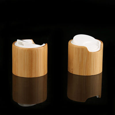 Natural Bamboo Lid Wooden Screw Cap For Cosmetic packaging Bottle