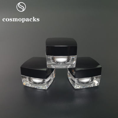 15g 30g Acrylic Clear Square Cosmetic Cream Jars 60mm Diameter