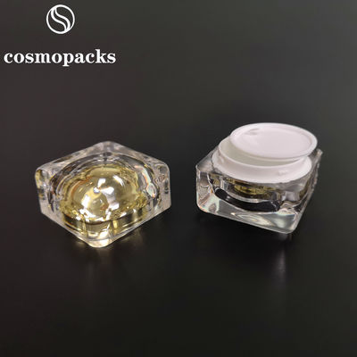 Cube Gold PMMA Acrylic Cosmetic Cream Jars 30g 50g For Serum