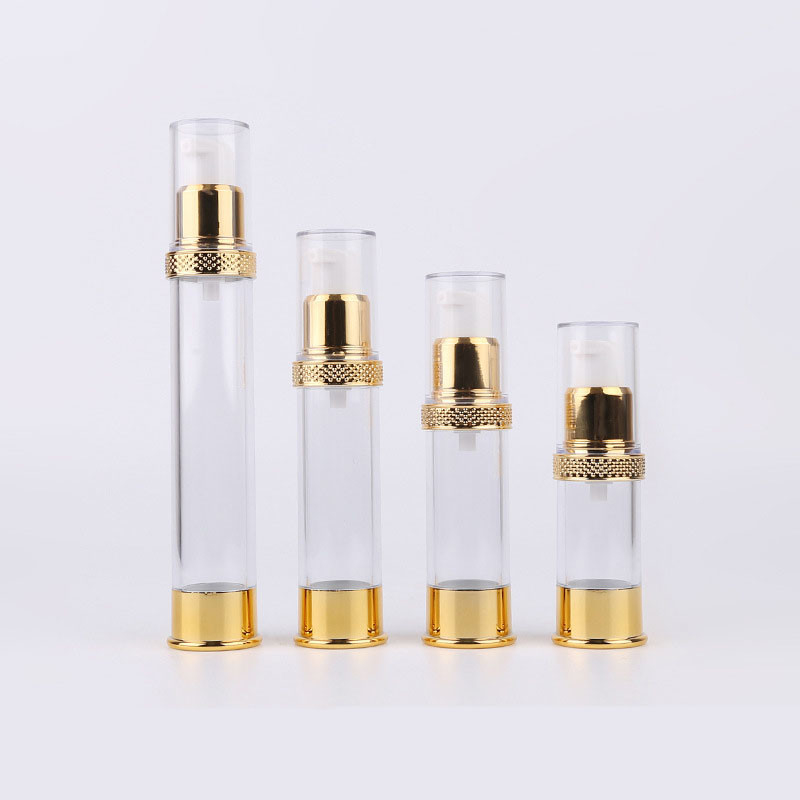 Plastic Clear White Silver Overcap Airless Cosmetic Bottles Packaging For Lotion 10ml - 30ml