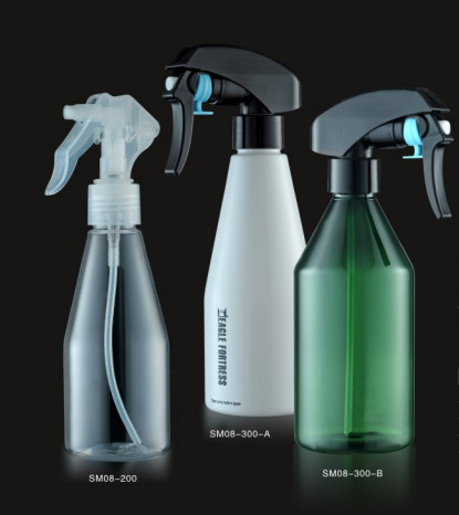 Water Liquid Sanitizer Spray Bottle PET Trigger Round Transparent Bottle Room Cleaning 300ml