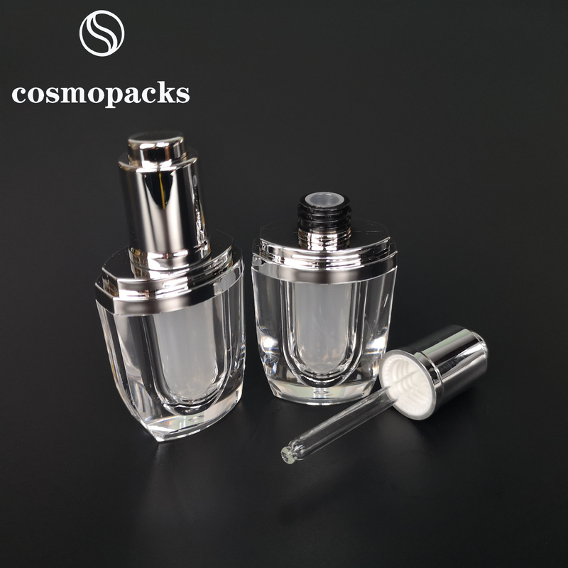 Luxury 15ml Acrylic Glass Dropper Bottle Plastic Serum Bottle For Personal Care