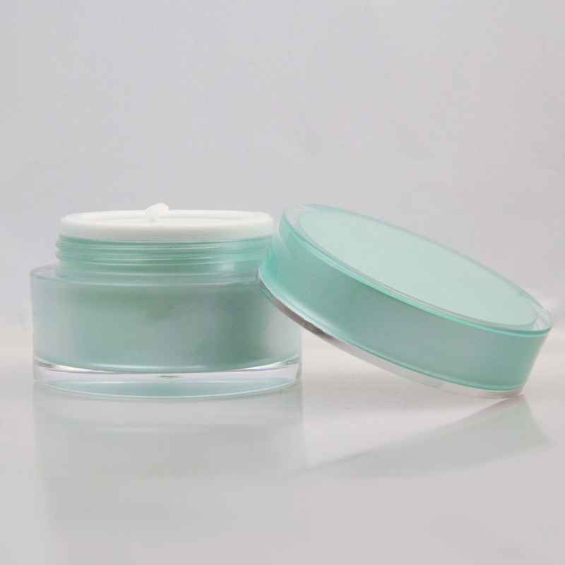 Empty Green Face Cream Acrylic Cosmetic Jar 30g With Skin Care Cream