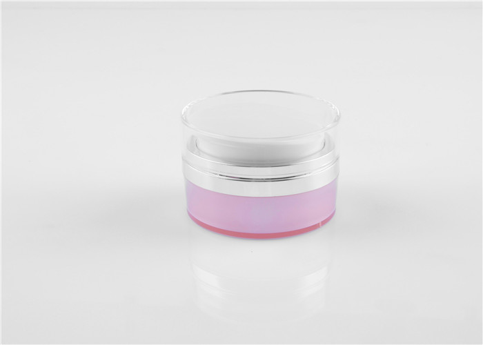 Empty Pink Eye Cream Lotion Container Double Wall Acrylic Powder Jars 30g 50g