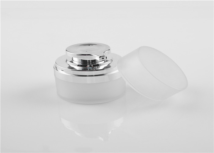 Custom Frosted White Airless Cosmetic Eye Cream Pump Jar Packaging 15g 30g 50g