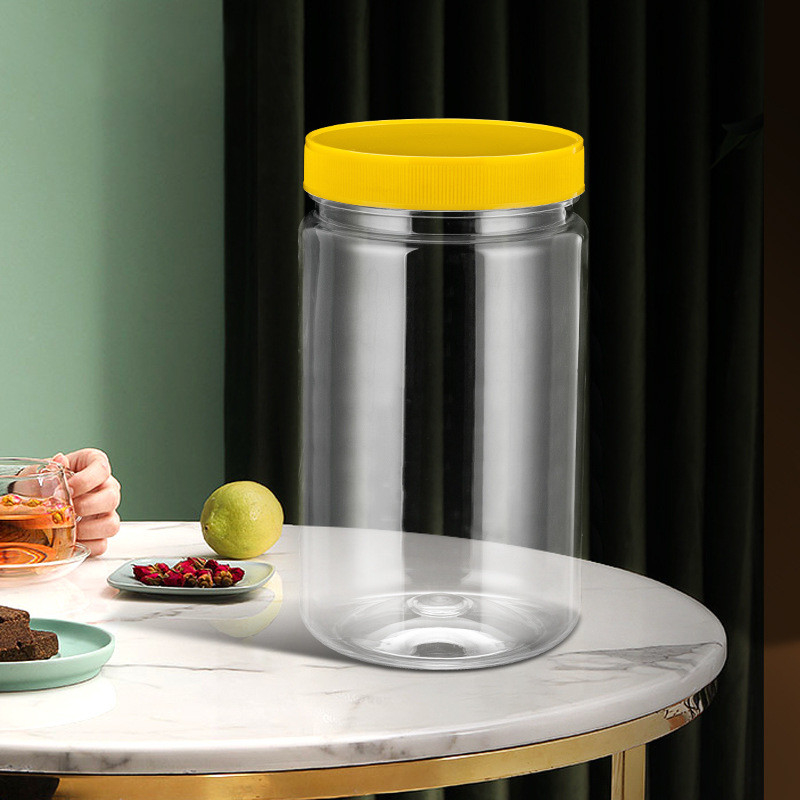 Thickened PET Plastic Food Storage Screw Up Cosmetics Container 1000ML