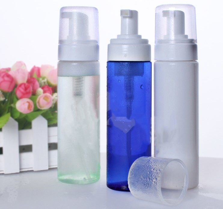 Clear Empty Foam Pump Bottle Dispenser 200ml PET Cosmetic  With White Cap